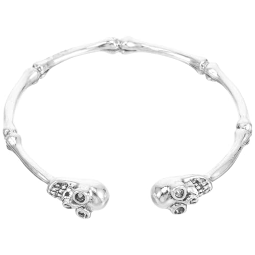 Healvian Skull Armband für Männer Offenes Punk Gothic Armband Langlebiger für Halloween Cosplay und Partys Modisches Accessoire mit Skelett Design von Healvian