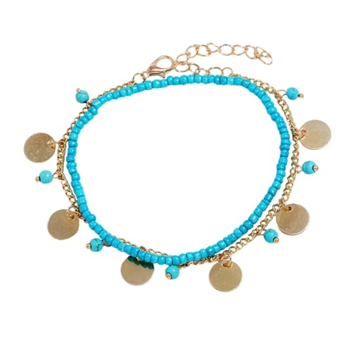 Healvian Sommer Fußkettchen Damen Goldfarben mit Stilvollem Perlenanhänger Leichtes Hautfreundliches Schmuckstück für Strand und Alltag Verstellbar Modisches Fußornament für Frauen von Healvian