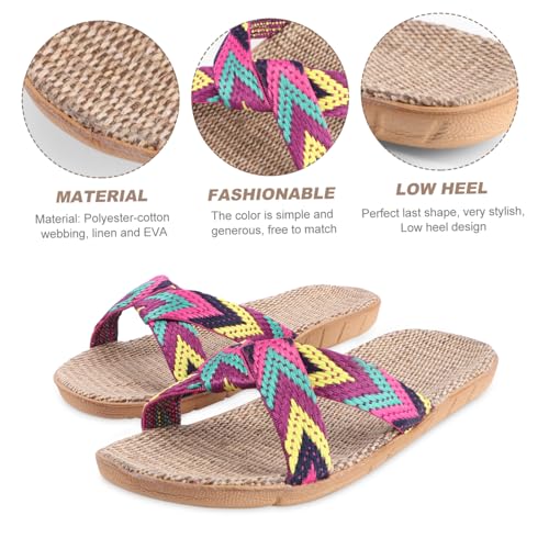 Healvian Sommer Hausschuhe Rutschfest Leichte Indoor Sandalen Unisex mit Leinenoberfläche Komfortable Haushalts fußbekleidung für Damen und Herren in Violett von Healvian