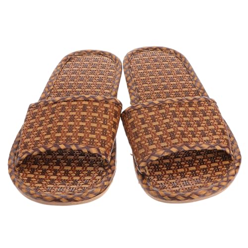 Healvian Sommerliche Rattan Hausschuhe Flexibel Atmungsaktiv Leichte Bambus Slipper für Damen und Herren Bequeme Einfache Home Slipper für Innenbereiche von Healvian