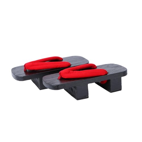 Healvian Sommerliche Unisex Holzclogs mit Zähnen Robuste und Bequeme Hausschuhe für Damen und Herren Atmungsaktive Plattform Sandalen in Rot schwarz Passend für Lässige Freizeit Slipper von Healvian