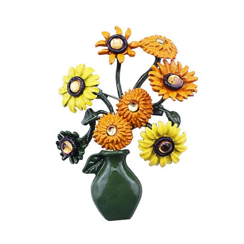 Healvian Sonnenblumen Brosche aus Leichtem Langlebigem Legierungsmetall für Damen Modisches Accessoire zum Anstecken an Kleidung Taschen und Mäntel Offenem Nadel Design für Festivals und von Healvian