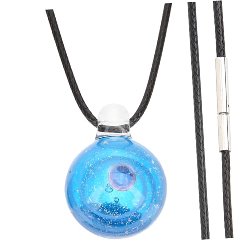 Healvian Space Halskette Damen mit Einzigartigem Glasball anhänger Leichte Planet Schmuckkette Modische Halsdekoration für Frauen und Mädchen Verstellbare Besonderes Weltraum design von Healvian