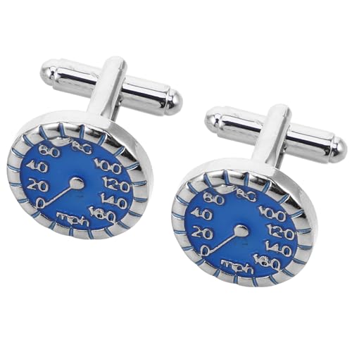 Healvian Speedometer Manschettenknöpfe mit Blauem Akzent Automobil Inspiration Präzise Verarbeitung Komfortabel für Business Hochzeit und Besondere Anlässe von Healvian