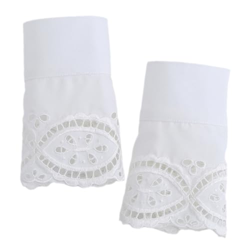Healvian Spitzenmanschetten für Handgelenke Weiß mit Spitzenborte Elastische Abnehmbare Ärmelmanschetten als Modisches Damen Accessoire für Festtage und Alltag von Healvian