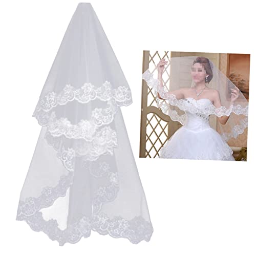 Healvian Spitzenschleier Hochzeitskleider Für Die Braut Hochzeitskleid Für Die Braut Brautkleid Aus Tüll Hochzeitsschleier Kurz Hochzeitskopfschmuck Für Die Braut Brautschleier Langer Tüll von Healvian