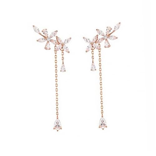 Healvian Blumenohrringe Für Damen Hängende Tropfenohrringe Mit Blütenblättern Statement-ohrringe Aus Kupfermaterial Funkelnde Ohrringe Für Frauen von Healvian