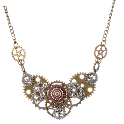 Healvian Steampunk Halskette Anhänger mit Zahnrädern Retro Vintage Gothic Schmuck für Damen und Herren Modisches Accessoire für Partys und Alltag von Healvian