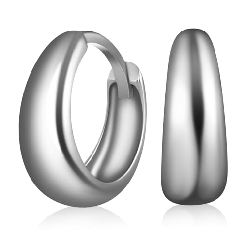 Healvian Sterling Silber Creolen Ohrringe Rund Poliert Huggie Hoop Earrings Damen Vielseitig Elegant Alltag Schmuck von Healvian
