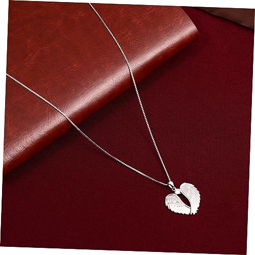 Healvian Sterling Silber Engelsflügel Halskette mit Herzanhänger Schutzengel Schmuck Damen Clavicle Kette Geburtsstein für Mutter Freundin von Healvian
