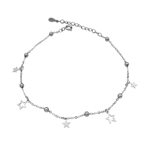 Healvian Sterling Silber Fußkettchen Damen mit Kreativer Stern anhänger Verstellbare Minimalistische Knöchelkette Modisches Schmuckgeschenk für Frauen Langlebig und Elegant für Strand und von Healvian