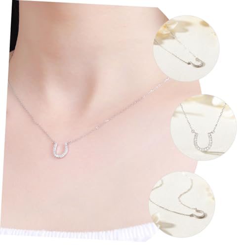 Healvian Sterling Silber Pferdehufe Kette Damen U förmige Kurz Halskette mit Anhänger Elegant Hautfreundlich Geschenk für Frauen Mädchen von Healvian