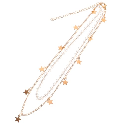 Healvian Stern Halskette mit Weißen Reisperlen Doppellagige Schlüsselbein Kette Modischer Schmuck für Damen Leicht Komfortabel für Alltags Partykleidung von Healvian