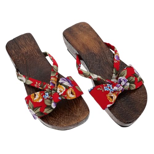 Healvian Stil Holzclogs Damen Sommer Hausschuhe Rutsch Indoor Slippers Atmungsaktiv Flachsohle Langlebig Freizeit Schuhe von Healvian