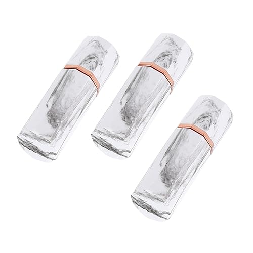 Healvian Stilvolle Leere Lippenstifthülsen 3er-pack Marmorierungsdesign Weiße Mini-lippenstifthülsen Für Frauen Damen Und Mädchen Reisefreundliche Lippenstift-unterverpackung von Healvian