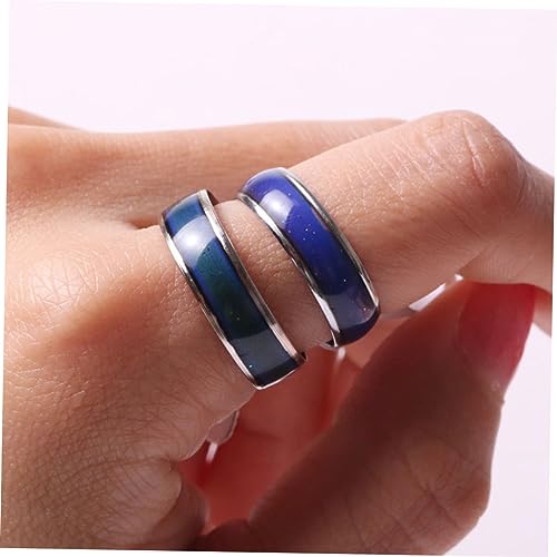 Healvian Stimmungsring Farbwechsel Breit Metallring für Damen Herren Modischer Mood Ring mit Temperatur und Stimmungsanzeige Einzigartiges Party Accessoire Geschenkidee für Freunde und von Healvian