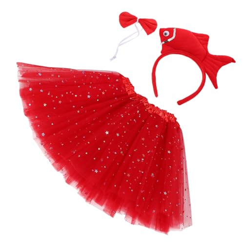 Healvian Stirnband Aus Plüsch Mit Meerestier-motiv Für Junge Mädchen Set Mit Fischkostüm Fliege Und Rock Für Halloween-partys Und Verkleidungen von Healvian