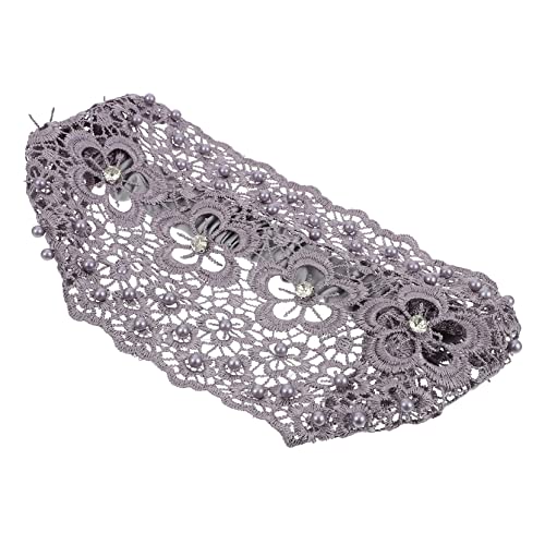 Healvian Vintage Kopfschmuck Künstliche Perle Dekoratives Spitzenstirnband mit Verstellbarem Gummiband für Damen Haarschmuck für Partys und Besondere Anlässe von Healvian