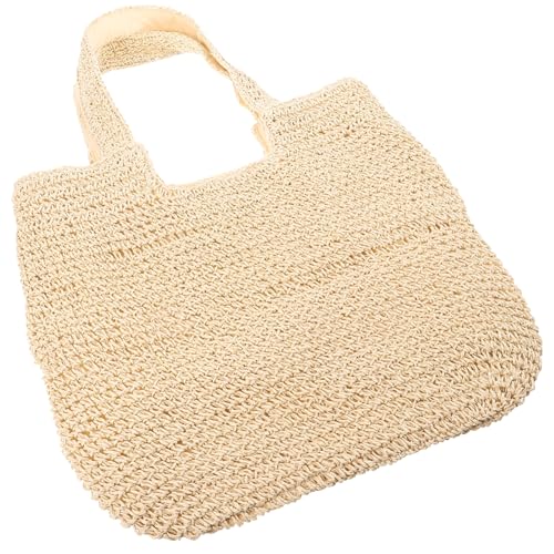 Healvian Strandtasche Damen Stroh Schultertasche Großes Fassungsvermögen Handgefertigt Mode Sommer Strand Shopping Freizeit Tasche Beige von Healvian