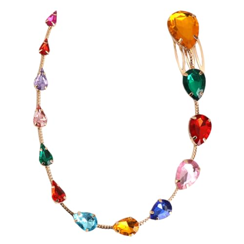 Healvian Strass Haarkamm Clip mit Bunten Wassertröpfchen Quasten Haarkette Haarschmuck für Damen Braut Hochzeit Party Accessoire von Healvian