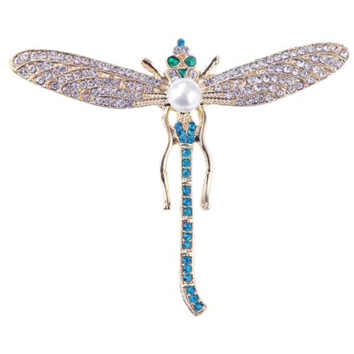 Healvian Strass Libellen Brosche Pin mit Perlenbesatz Eleganter Damen Ansteckschmuck für Kleidung Schal Hut für Festliche Anlässe und Alltag Modische Metalllegierung von Healvian