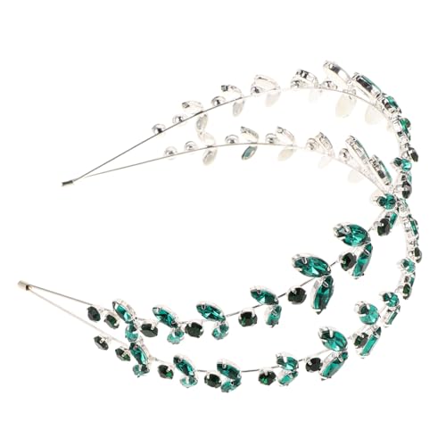 Healvian Strass-haarreif mit Grünem Schmuckstein Doppellagiges Braut-haarband Handgefertigter Haarschmuck für Damen Druckfreies Design Eleganter Haarreif für Hochzeit und Festliche Anlässe von Healvian