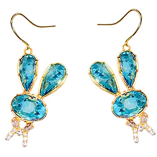 Healvian Strassbesetzte Hasenohrringe Damen Ohrschmuck Einzigartige Tierform Dekorative Ohrhänger für Teenager Mädchen Alltag Fest Valentinstag Weihnachten von Healvian