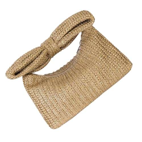 Healvian Straw Clutch Handtasche Damen Strohgeflecht Tasche Sommer Party Strandtasche Elegant Leicht Für Urlaub Shopping von Healvian