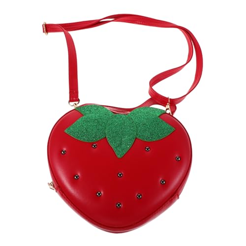 Healvian Strawberry Crossbody Bag für Mädchen Verstellbare Pu-Optik Schultertasche mit Einzigartigem Erdbeer-frucht-design Kleine Handtasche für Alltag Schule und Freizeit von Healvian