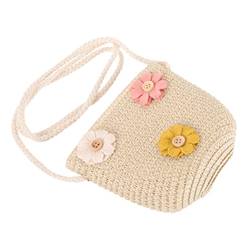 Healvian Stroh Gewebte Umhängetasche Für Junge Mädchen Sommertasche Mit Blumenmuster Leicht Tragbar Strandtasche Für Mädchen Sommer von Healvian
