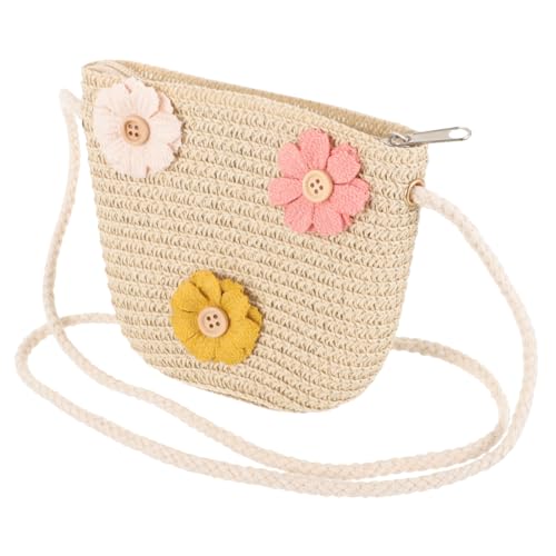 Healvian Strohtasche Sommer Woven Crossbody Bag Mini Umhängetasche für Mädchen Freizeit Strandtasche mit Blumendekor für Party Schule Alltag Zufällige Farbe Zufällige Farbe von Healvian