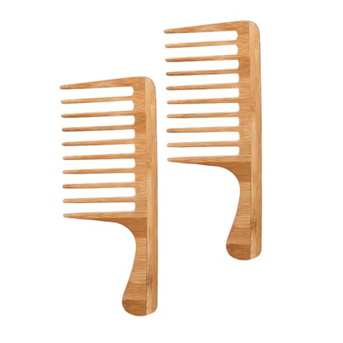 Healvian 2 Stück Bambus Haarkamm Breiter Zahnkamm Für Damen Und Herren Anti Statisch Für Dickes Und Lockiges Haar Haarmassage Und Entwirrung Tragbar Für Zuhause Und Reisen von Healvian