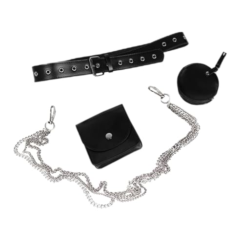 Healvian Stylische Damen Gürteltasche aus PU mit Verstellbarem Metallkettenriemen Leichte Vielseitige Hip Hop Bauchtasche im Punk Design für Alltag Party und Reisen Kleine Multifunktionale von Healvian