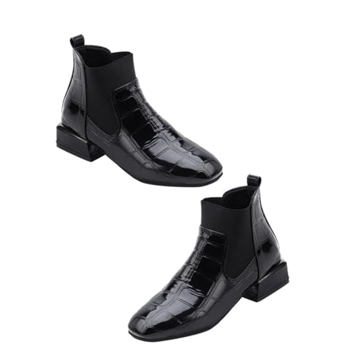 Healvian Stylische Damen Kurzstiefel aus Atmungsaktivem Material mit Weicher Innenfütterung Quadratischer Spitze und Kurzem Absatz Bequemer Sitz für Alltag und Besondere Anlässe Klassisch von Healvian