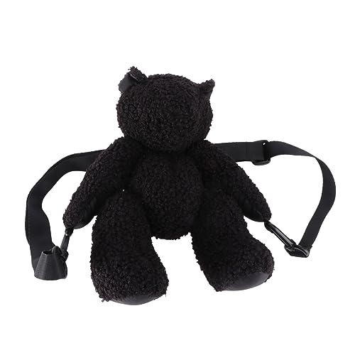 Healvian Stylische Plüsch Bär Umhängetasche Damen Verstellbarer Schulterriemen Weiche Kuscheltasche Winter Herbst Niedliche Cartoon Handtasche von Healvian