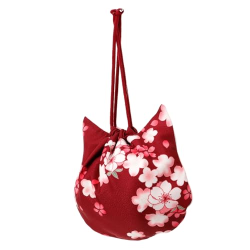 Healvian Süße Katzenmotiv Kordelzug Tasche aus Strapazierfähigem Leichte Handtasche für Damen Kompakt und Vielseitig Einsetzbar Modischer Beutel für Alltag und Makeup von Healvian