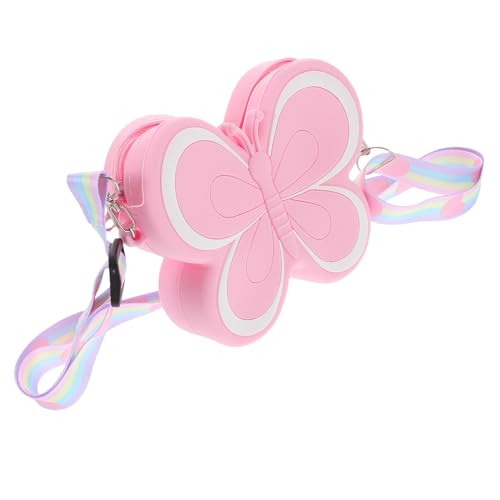 Healvian Süße Schmetterling Silikon Geldbörse für Mädchen Kleines Leichtes Portemonnaie Verstellbarer Umhängegurt Kompakte Tasche für Praktische und Modische Accessoires von Healvian