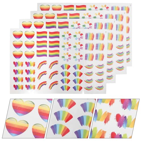 Healvian 54 Stück Temporäre Tattoos Sticker Regenbogen Gesichtsaufkleber Hautfreundlich Kindertattoos Pride Tattoos Aufkleber für Feiern, Gay Partys, Pride Festivals von Healvian