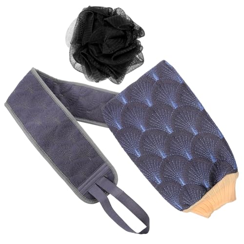 Healvian Teiliges Badeset mit Dicker Peeling Badetuch Doppelseitigem Rückenschrubber für Dusche Exfolierendem Badewaschhandschuh und Badeschwamm für Gründliche und Sanfte Hautpflege von Healvian