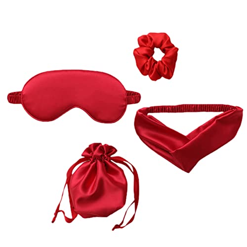Healvian Teiliges Set Imitation Seiden Schlafmaske mit Haargummi Haarband und Aufbewahrungstasche Schlafmasken Kit für Damen zur Verbesserung Schlafqualität und Augenpflege von Healvian