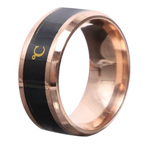 Healvian Temperaturempfindlicher Ring Rose Fingerring Wärmeverfärbungsring Runder Ring Golden Healvian Temperaturempfindlicher Ring Rose Fingerring Wärmeverfärbungsring Runder Ring Golden von Healvian