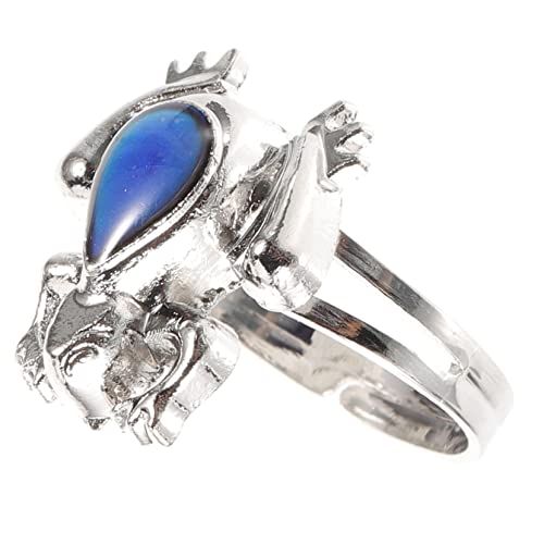 Healvian Thermochromer Ring zappelnde Schlüssel einstellbar Finger Stimmungsringe Kinderschmuck Frosch Schmuck Offene Froschringe Kinderringe Froschschmuck Legierung von Healvian