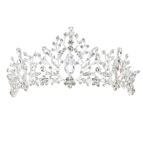Healvian Tiara mit Funkelnden Kristallen Modische Brautkrone für Hochzeit und Party Zarte Silberne Strass krone als Stilvolles Haarschmuck accessoire für Damen und Mädchen von Healvian