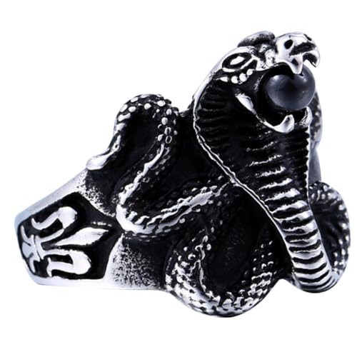 Healvian Titanring für Herren Eleganter Schlangenring Titanstahl Einzigartiges Design für Tägliche Formelle Anlässe Schwarzer Healvian Titanring für Herren Eleganter Schlangenring Titanstahl Einzigartiges Design für Tägliche Formelle Anlässe Schwarzer von Healvian
