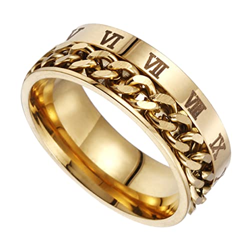 Healvian Titanring mit Rotierbaren Römischen Ziffern Hochwertigem Titanstahl Unisex für Vielseitig als Kettenring oder Schmuckstück von Healvian