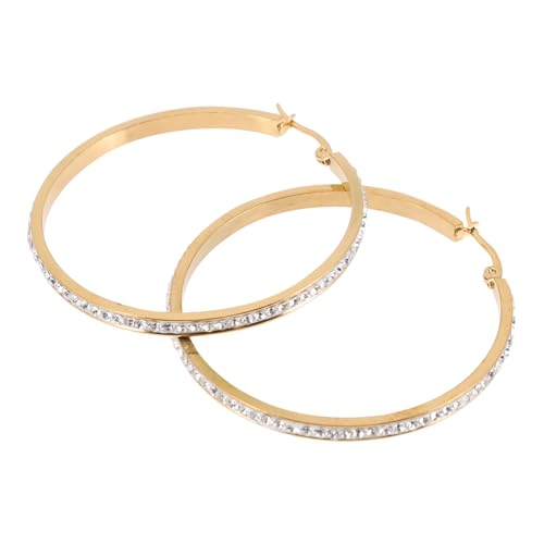 Healvian Titanstahl Creolen Damen Ohrringe mit Funkelnden Zirkonia Große Geometrische Ohrhänger Leichte Ohrschmuck für Hochzeit Party und Alltag von Healvian