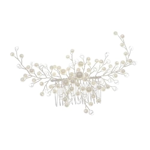 Healvian Perlen Haarkamm Mit Strasssteinen Modischer Haarschmuck Aus Legierung Haarnadel Für Seitige Frisuren Haarschmuck Für Hochzeit Und Party Silber von Healvian