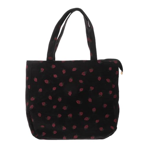 Healvian Tote Bag Damen aus Robustem Stoff mit Erdbeerprint Großer Geräumiger Shopper für Schule Arbeit und Alltag Langlebige Umhängetasche für Reisen und Shopping von Healvian