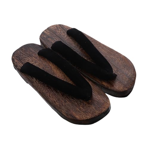 Healvian Traditionelle Japanische Holzclogs Herren Rundzehen Cosplay Kimono Schuhe Klassische Hausschuhe Bequeme Alltags Freizeitpantoletten von Healvian