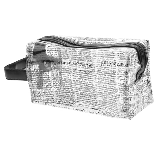 Healvian Portable Makeup Bag Transparente Kosmetik-Aufbewahrungstasche Für Wasserdichter Organizer Für Toilettenartikel Im Modernen Zeitungsdesign Für Damen Und von Healvian